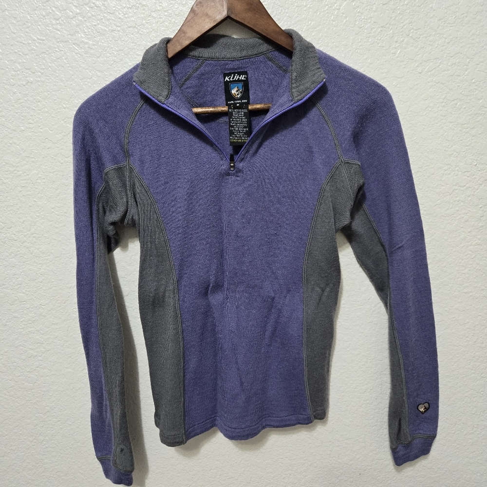 Kuhl quarter zip long sleeve pull over wool purple gray